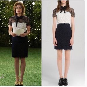 Sandro Rozen black/wh guipure lace mini dress 1/S